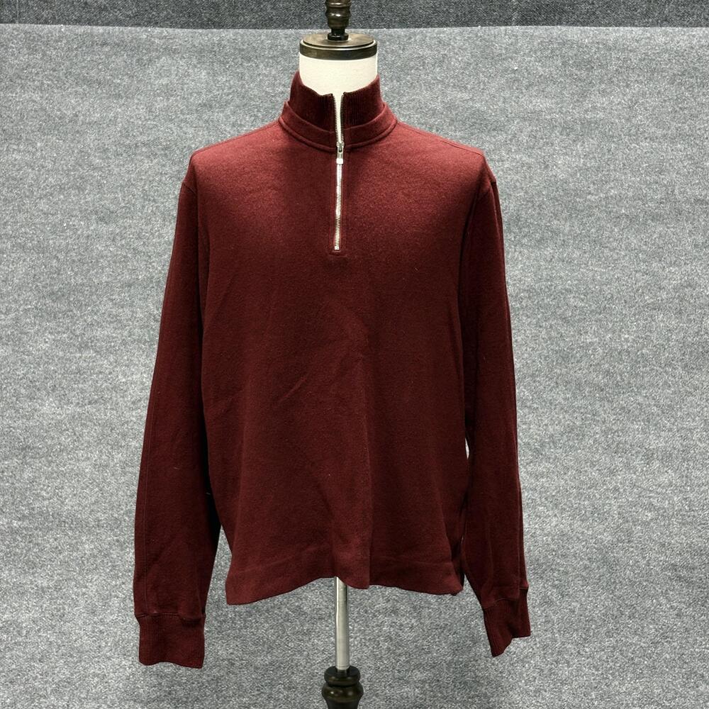 C.P. Company Sweater Mens 2XL Burgundy Quarter Zip Mock Neck Wool Knit Pullover